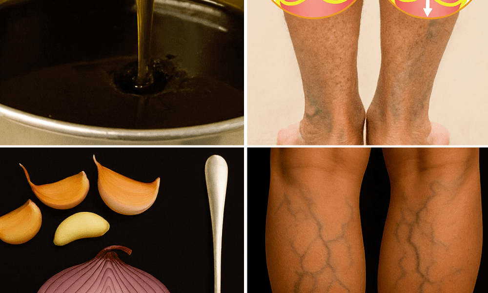 🌿 Transform Your Legs Naturally: The Onion, Garlic, and Olive Oil Remedy for Varicose Veins 🌿 Transform Your Legs Naturally: The Onion, Garlic, and Olive Oil Remedy for Varicose Veins